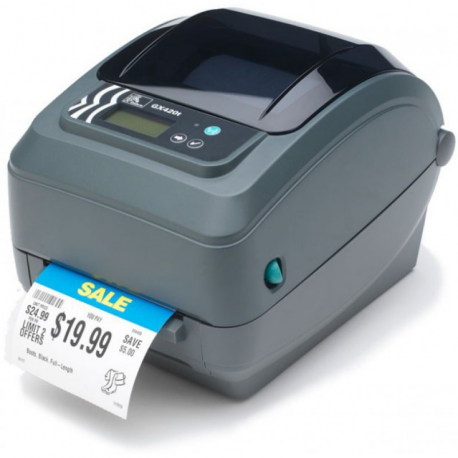 Zebra GX420t - Label printer - direct thermal  /  thermal transfer - Roll (10.8cm) - 203 dpi - up to 152 mm / sec - USB, LAN, serial - peeler - 2