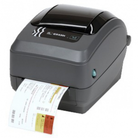Zebra GX Series GX430t - Label printer - direct thermal  /  thermal transfer - Roll (10.8cm) - 300 dpi - up to 102 mm / sec - USB, LAN, serial - cutter - 5