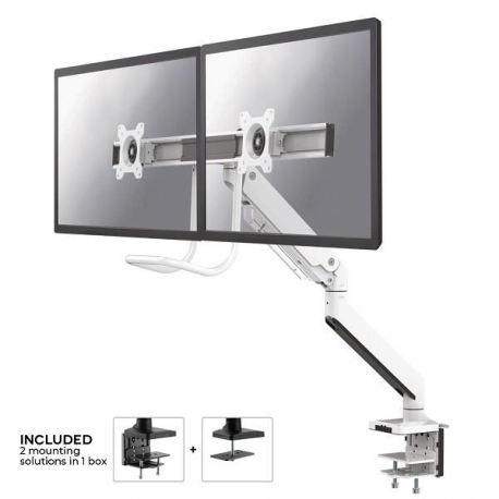 Neomounts by Newstar Select NM-D775DX - Mounting kit - for 2 LCD displays (full-motion) - white - screen size: 10"-32" - clamp mountable, grommet, desk-mountable - 12