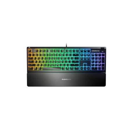 SteelSeries Apex 3 - Keyboard - with media wheel - backlit - USB - Nordic - key switch: Whisper Quiet Gaming Switch - 0