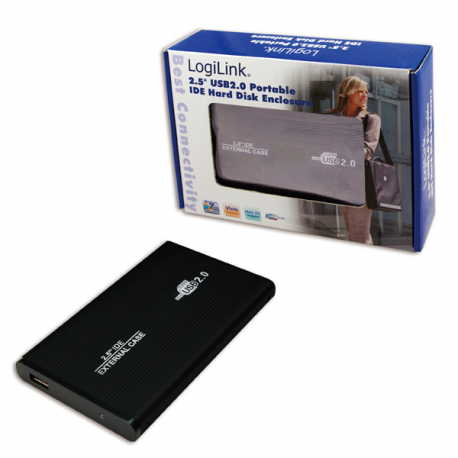 Logilink UA0040, 2.5 IDE drive case to USB 2.0, black