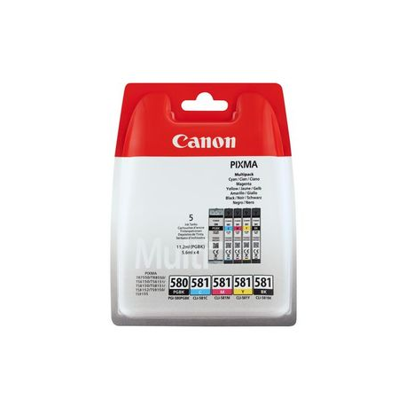 Canon PGI-580XL / CLI-581 - 5-pack - black, yellow, cyan, magenta, pigmented black - ink cartridge - for PIXMA TS6251, TS6350, TS6351, TS705, TS8252, TS8350, TS8351, TS8352, TS9550, TS9551 - 0