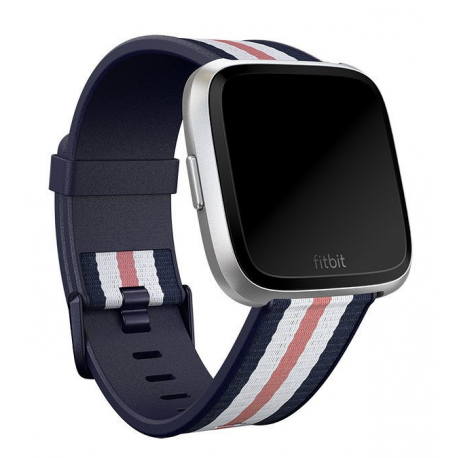 Fitbit Versa-Lite Woven Hybrid Band, large, navy/pink