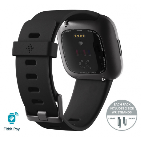 Fitbit Versa 2 (NFC) Smartwatch, Black/Carbon Aluminum