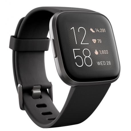 Fitbit Versa 2 (NFC) Smartwatch, Black/Carbon Aluminum