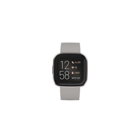 Fitbit Versa 2 (NFC) Smartwatch, Stone/Mist Grey Aluminum