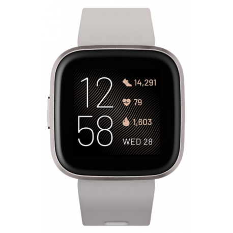 Fitbit Versa 2 (NFC) Smartwatch, Stone/Mist Grey Aluminum