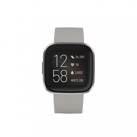 Fitbit Versa 2 (NFC) Smartwatch, Stone/Mist Grey Aluminum
