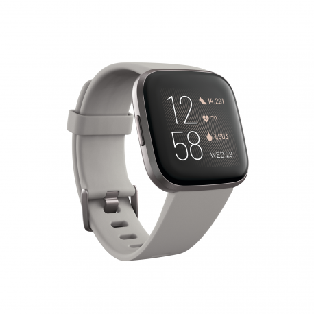 Fitbit Versa 2 (NFC) Smartwatch, Stone/Mist Grey Aluminum