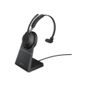 Jabra Evolve2 65 MS Mono - Headset - on-ear - convertible - Bluetooth - wireless - USB-A - noise isolating - black - with charging stand - Certified for Microsoft Teams