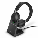 Jabra Evolve2 65 UC Stereo - Headset - on-ear - Bluetooth - wireless - USB-C - noise isolating - black - with charging stand