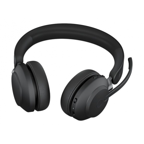 Jabra Evolve2 65 UC Stereo - Headset - on-ear - Bluetooth - wireless - USB-C - noise isolating - black - with charging stand - 1