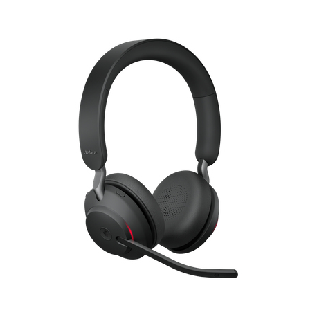 Jabra Evolve2 65 MS Stereo - Headset - on-ear - Bluetooth - wireless - USB-C - noise isolating - black - with charging stand - Certified for Microsoft Teams - 14