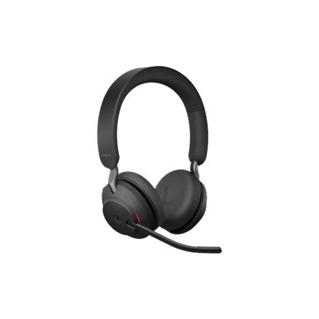 Jabra Evolve2 65 MS Stereo - Headset - on-ear - Bluetooth - wireless - USB-A - noise isolating - black - with charging stand - Certified for Microsoft Teams - 2