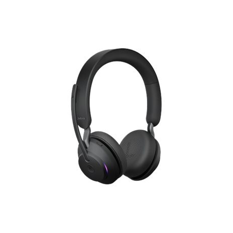 Jabra Evolve2 65 MS Stereo - Headset - on-ear - Bluetooth - wireless - USB-A - noise isolating - black - with charging stand - Certified for Microsoft Teams - 3