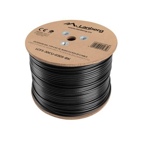 Lanberg - Bulk cable - 305 m - FTP - CAT 5e - outdoor, solid - black, RAL 9004 - 0