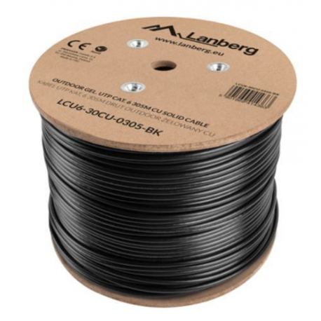 Lanberg - Bulk cable - 305 m - UTP - CAT 6 - outdoor, solid - black, RAL 9004 - 0