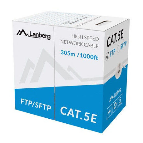 Lanberg - Bulk cable - 305 m - foiled unshielded twisted pair (F / UTP) - CAT 5e - solid - pantone cool grey 5C - 0