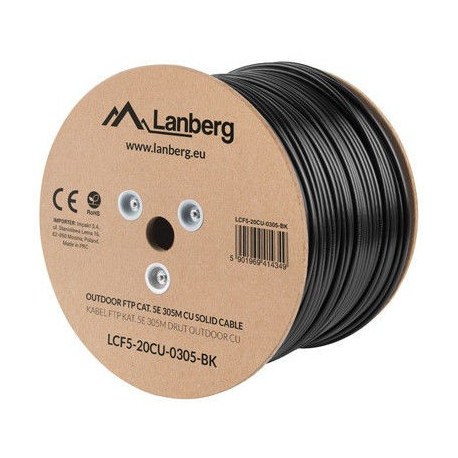 Lanberg - Bulk cable - 305 m - FTP - CAT 5e - outdoor, solid - black - 0