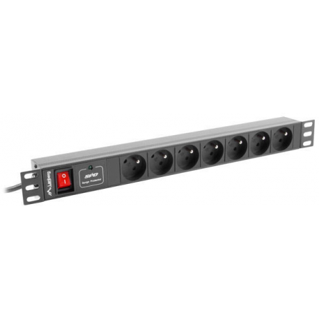 Lanberg PDU-07E-0200-IEC-BK - Power distribution unit (rack-mountable) - AC 220-250 V - 2500 Watt - 1-phase - input: IEC 60320 C14 10A - output connectors: 7 (7 x NF C61-314) - 1U - 19" - 2 m - black - 0