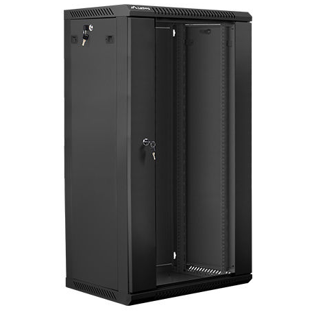 Lanberg - Rack cabinet - wall mountable - black, RAL 9004 - 22U - 19" - 2