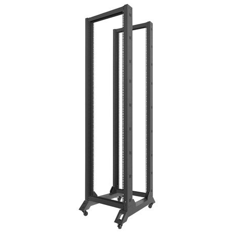 Lanberg - Rack open frame - 4-post - black - 42U - 19" - 3