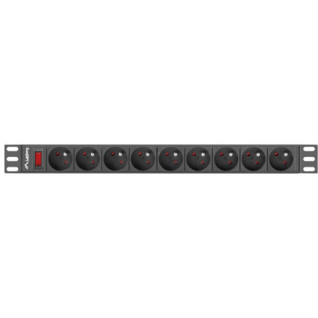 Lanberg PDU-09E-0300-BK - Power distribution unit (rack-mountable) - AC 220-250 V - 4000 Watt - output connectors: 9 (7 x NF C61-314) - 1U - 19" - 3 m - black - 0