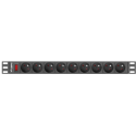 Lanberg PDU-09E-0300-BK - Power distribution unit (rack-mountable) - AC 220-250 V - 4000 Watt - output connectors: 9 (7 x NF C61-314) - 1U - 19" - 3 m - black