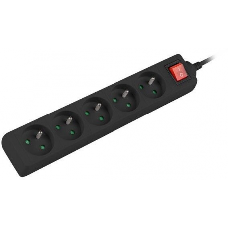 Lanberg PS1-05E-0300-BK - Power strip - 2500 Watt - input: CEE 7 / 7 - output connectors: 5 (5 x power CEE 7 / 5) - 3 m - black - 1
