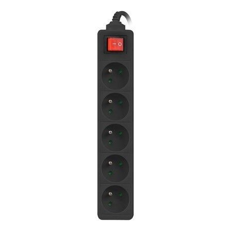 Lanberg PS1-05E-0300-BK - Power strip - 2500 Watt - input: CEE 7 / 7 - output connectors: 5 (5 x power CEE 7 / 5) - 3 m - black - 2