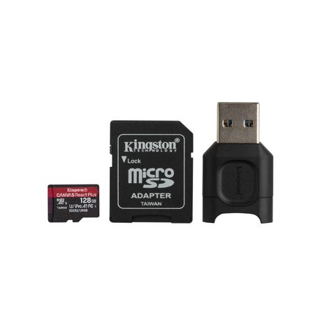 KINGSTON 128GB microSDXC React Plus SDCR2 w/Adapter + MLPM Reader