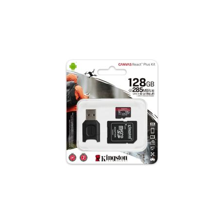 KINGSTON 128GB microSDXC React Plus SDCR2 w/Adapter + MLPM Reader