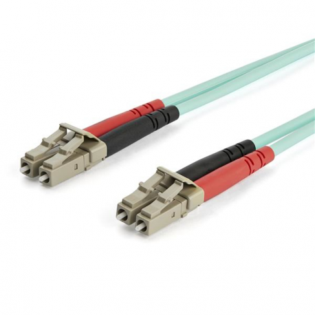 StarTech.com 7m OM3 LC to LC Multimode Duplex Fiber Optic Patch Cable - Aqua - 50 / 125 - LSZH Fiber Optic Cable - 10Gb (A50FBLCLC7) - Patch cable - LC multi-mode (M) to LC multi-mode (M) - 7 m - fibre optic - duplex - 50  /  125 micron - OM3 - halogen-free - aqua - 2
