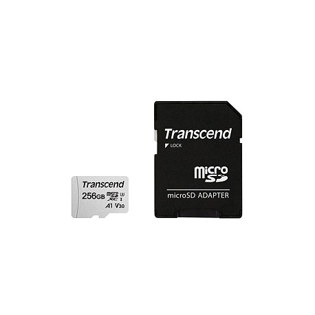Transcend 300S - Flash memory card (adapter included) - 256 GB - A1  /  Video Class V30  /  UHS-I U3  /  Class10 - microSDXC - 4