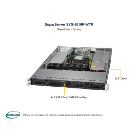 1U BARE 1XPHI C622 4X3.5HS (Socket P (LGA 3647), 6x DIMM DDR4, Intel C622, 10x SATA III, 2x RJ-45, ipmi lan, 2x USB 3.0, 2x USB 