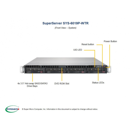 1U BARE 2XPHI C621 4X3.5HS (Dual Socket P (LGA 3647), 12x DIMM DDR4, Intel C621, 4x SATA III, 2x RJ-45, ipmi lan, 4x USB 3.0, VG
