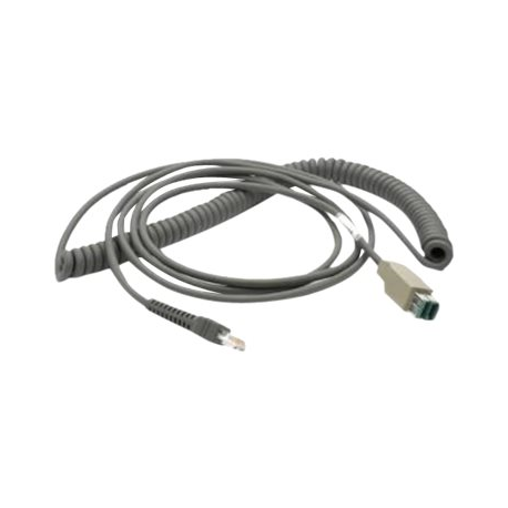 Zebra - USB  /  power cable - 5 - 12 V - 4.57 m - coiled - for Symbol DS4308, DS7708; Digital Scanner DS9308; Zebra DS4608, DS7708, DS9208, LI2208 - 0