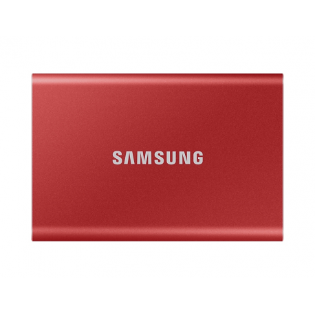 Samsung T7 MU-PC500R - SSD - encrypted - 500 GB - external (portable) - USB 3.2 Gen 2 (USB-C connector) - 256-bit AES - red metallic - 0