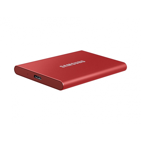 Samsung T7 MU-PC500R - SSD - encrypted - 500 GB - external (portable) - USB 3.2 Gen 2 (USB-C connector) - 256-bit AES - red metallic - 4