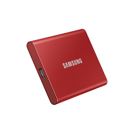 Samsung T7 MU-PC500R - SSD - encrypted - 500 GB - external (portable) - USB 3.2 Gen 2 (USB-C connector) - 256-bit AES - red metallic - 6
