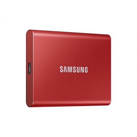 Samsung T7 MU-PC500R - SSD - encrypted - 500 GB - external (portable) - USB 3.2 Gen 2 (USB-C connector) - 256-bit AES - red metallic - 8