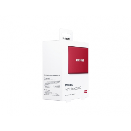 Samsung T7 MU-PC500R - SSD - encrypted - 500 GB - external (portable) - USB 3.2 Gen 2 (USB-C connector) - 256-bit AES - red metallic - 10