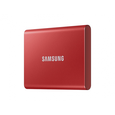 Samsung T7 MU-PC500R - SSD - encrypted - 500 GB - external (portable) - USB 3.2 Gen 2 (USB-C connector) - 256-bit AES - red metallic - 11
