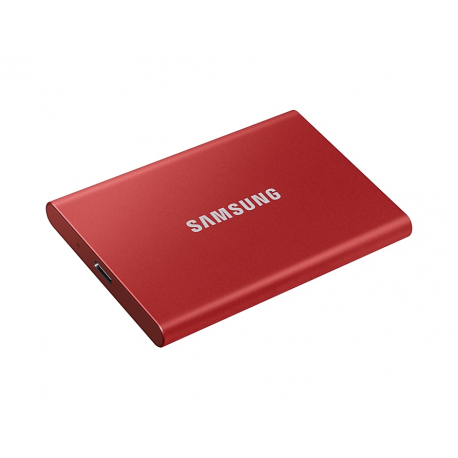 Samsung T7 MU-PC500R - SSD - encrypted - 500 GB - external (portable) - USB 3.2 Gen 2 (USB-C connector) - 256-bit AES - red metallic - 12