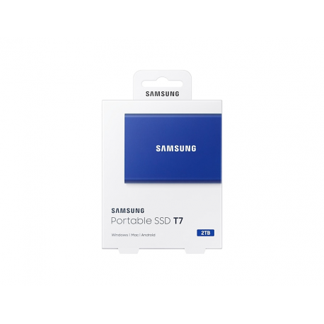 Samsung T7 MU-PC2T0H - SSD - encrypted - 2 TB - external (portable) - USB 3.2 Gen 2 (USB-C connector) - 256-bit AES - indigo blue - 4