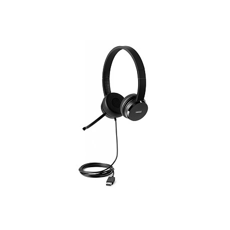Lenovo 100 - Headset - on-ear - wired - USB - black - for ThinkCentre M80t Gen 3; ThinkCentre neo 50; ThinkPad T14s Gen 3; V50t Gen 2-13 - 4