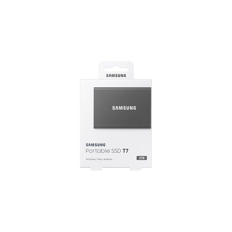Samsung T7 MU-PC2T0T - SSD - encrypted - 2 TB - external (portable) - USB 3.2 Gen 2 (USB-C connector) - 256-bit AES - titan grey - 7
