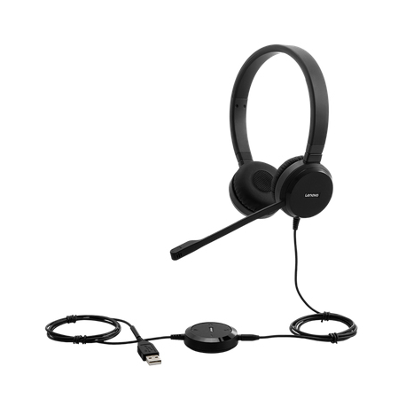 Lenovo Pro Wired Stereo VOIP Headset - Headset - on-ear - wired - black - for ThinkCentre M80t Gen 3; ThinkCentre neo 50; ThinkPad T14s Gen 3; V50t Gen 2-13 - 3