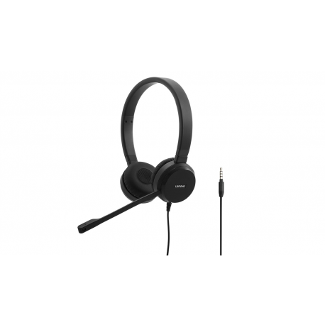 Lenovo Pro Wired Stereo VOIP Headset - Headset - on-ear - wired - black - for ThinkCentre M80t Gen 3; ThinkCentre neo 50; ThinkPad T14s Gen 3; V50t Gen 2-13 - 4