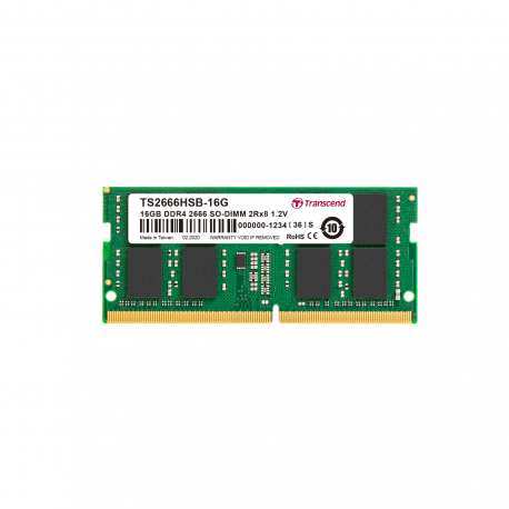Transcend - DDR4 - module - 16 GB - SO-DIMM 260-pin - 2666 MHz  /  PC4-21300 - CL19 - 1.2 V - unbuffered - non-ECC - 1